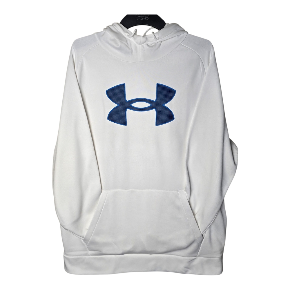 NWT - Under Armour - White Hoodie with Blue Logo And Thin Layer Fleece Inside